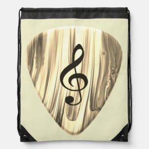 Golden Music Pick – Treble Clef Art Drawstring Bag