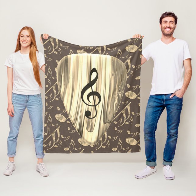 Golden Music Pick – Treble Clef Art Fleece Blanket (In Situ)