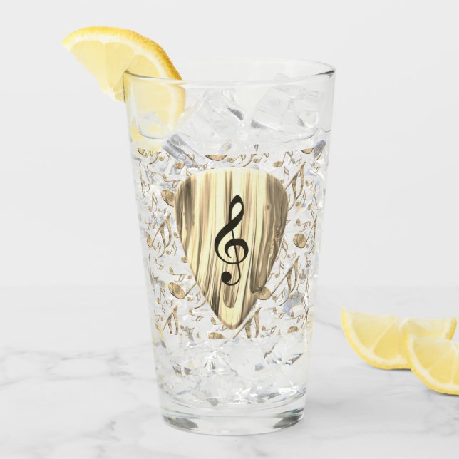 Golden Music Pick – Treble Clef Art Glass (Front Ice)