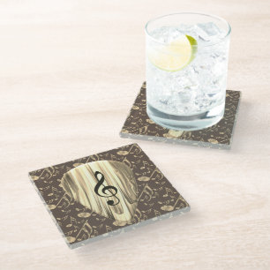 Golden Music Pick – Treble Clef Art Glass Coaster