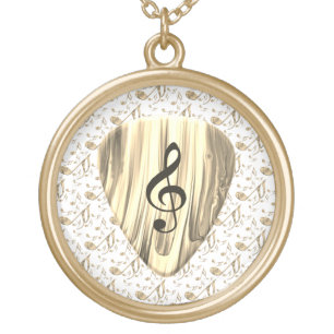 Golden Music Pick – Treble Clef Art Gold Plated Necklace