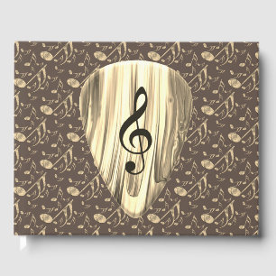Golden Music Pick – Treble Clef Art Guest Book