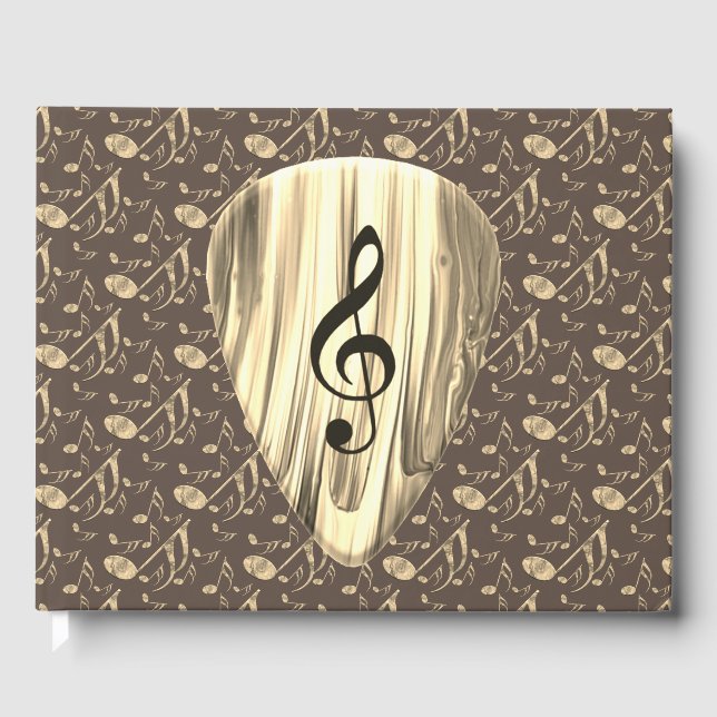 Golden Music Pick – Treble Clef Art Guest Book (Front)