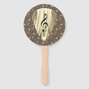 Golden Music Pick – Treble Clef Art Hand Fan