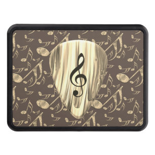 Golden Music Pick – Treble Clef Art Hitch Cover