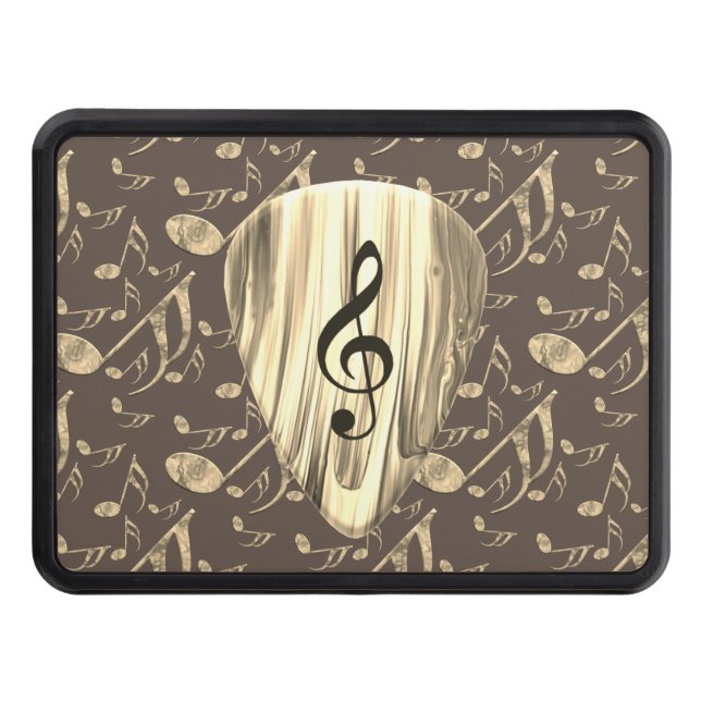 Golden Music Pick – Treble Clef Art Hitch Cover (Front)
