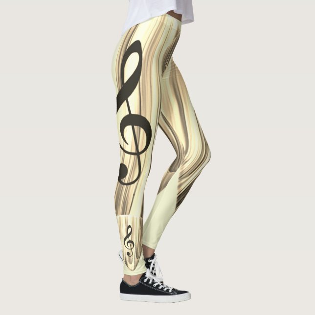 Golden Music Pick – Treble Clef Art Leggings (Right)