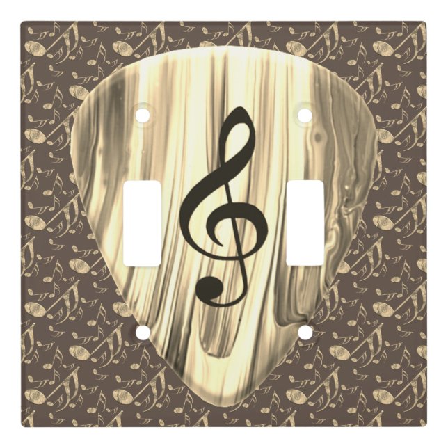 Golden Music Pick – Treble Clef Art Light Switch Cover (Front)
