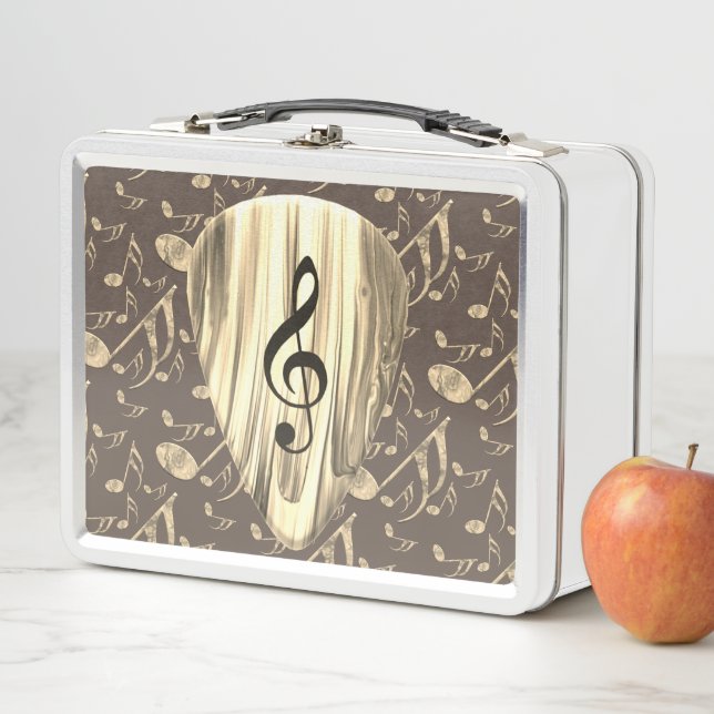 Golden Music Pick – Treble Clef Art Metal Lunch Box (In Situ)