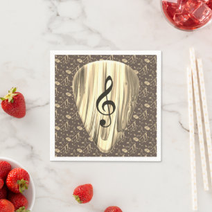 Golden Music Pick – Treble Clef Art Napkins