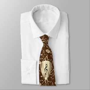 Golden Music Pick – Treble Clef Art Neck Tie