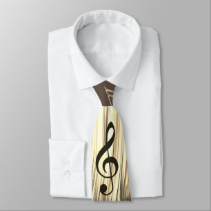 Golden Music Pick – Treble Clef Art Neck Tie