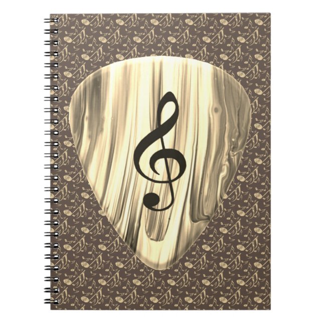 Golden Music Pick – Treble Clef Art Notebook (Front)
