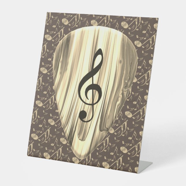 Golden Music Pick – Treble Clef Art Pedestal Sign (Front)