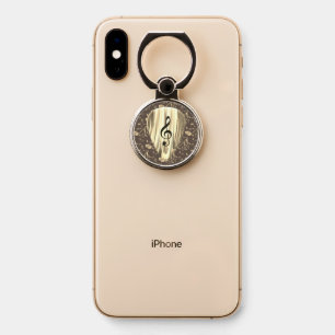 Golden Music Pick – Treble Clef Art Phone Ring Stand