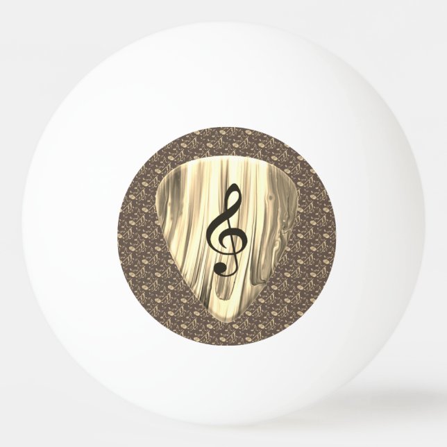 Golden Music Pick – Treble Clef Art Ping Pong Ball (Front)