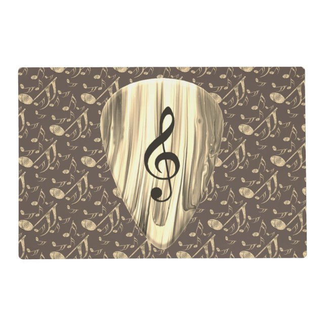 Golden Music Pick – Treble Clef Art Placemat (Front)
