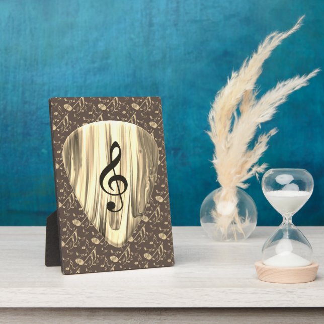 Golden Music Pick – Treble Clef Art Plaque (Side)