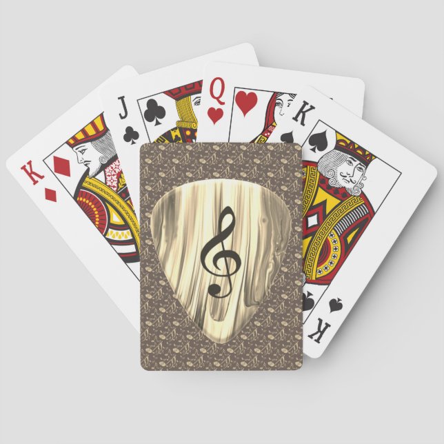 Golden Music Pick – Treble Clef Art Poker Cards (Back)