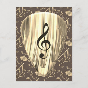 Golden Music Pick – Treble Clef Art Postcard