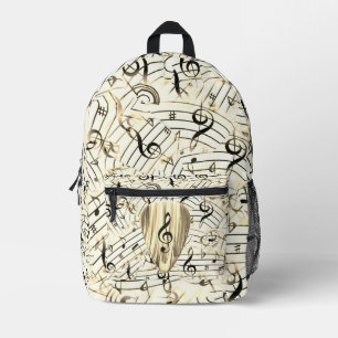 Golden Music Pick – Treble Clef Art Printed Backpack