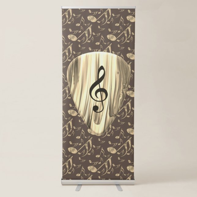 Golden Music Pick – Treble Clef Art Retractable Banner (Front)