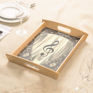 Golden Music Pick – Treble Clef Art Serving Tray