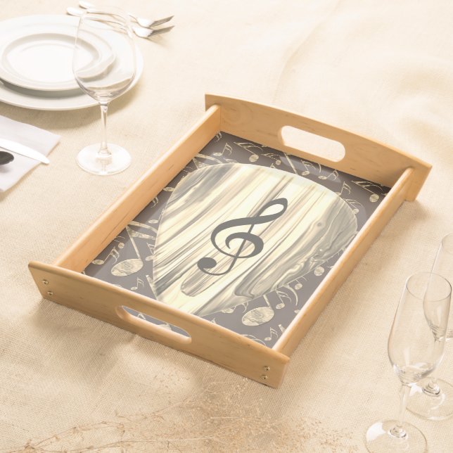 Golden Music Pick – Treble Clef Art Serving Tray (Front)
