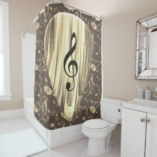 Golden Music Pick – Treble Clef Art Shower Curtain