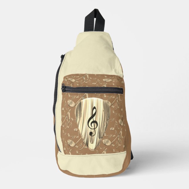 Golden Music Pick – Treble Clef Art Sling Bag (Front)