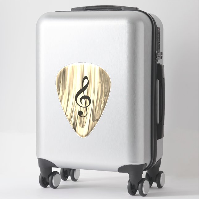 Golden Music Pick – Treble Clef Art Sticker (Suitcase)