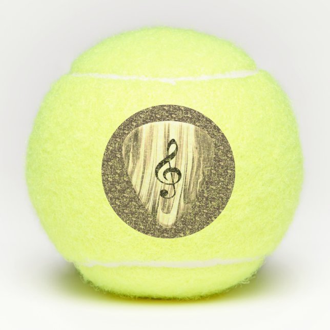 Golden Music Pick – Treble Clef Art Tennis Balls (Front)