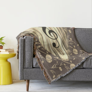 Golden Music Pick – Treble Clef Art Throw Blanket