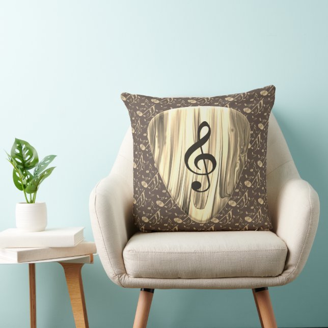 Golden Music Pick – Treble Clef Art Throw Pillow (Chair)