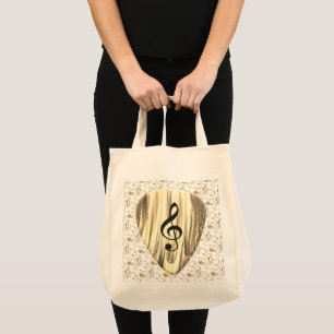Golden Music Pick – Treble Clef Art Tote Bag