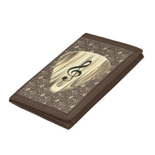 Golden Music Pick – Treble Clef Art Tri-fold Wallet
