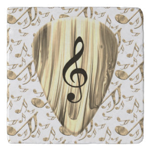 Golden Music Pick – Treble Clef Art Trivet