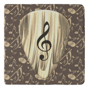 Golden Music Pick – Treble Clef Art Trivet