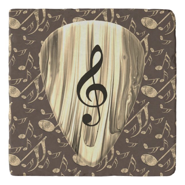 Golden Music Pick – Treble Clef Art Trivet (Front)
