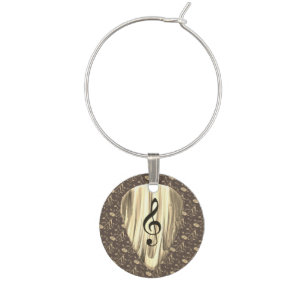 Golden Music Pick – Treble Clef Art Wine Charm