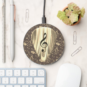 Golden Music Pick – Treble Clef Art Wireless Charger