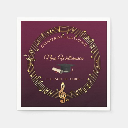 Golden Music Treble Clef And Cap Napkins