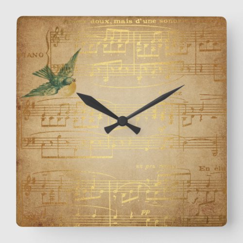 Golden Music Vintage Chic Clock