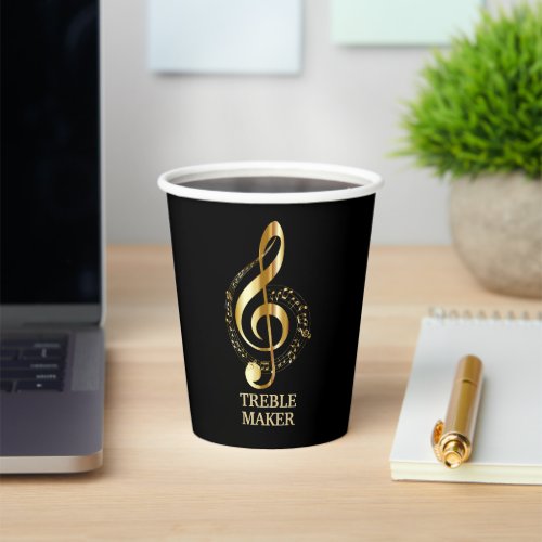 Golden Musical Design Paper Cup