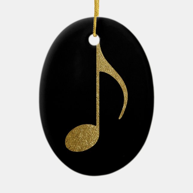 Golden Musical Note Ceramic Ornament (Front)