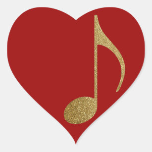 golden musical note heart sticker