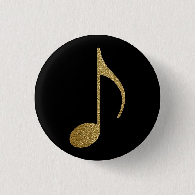 golden musical note pinback button (Front)