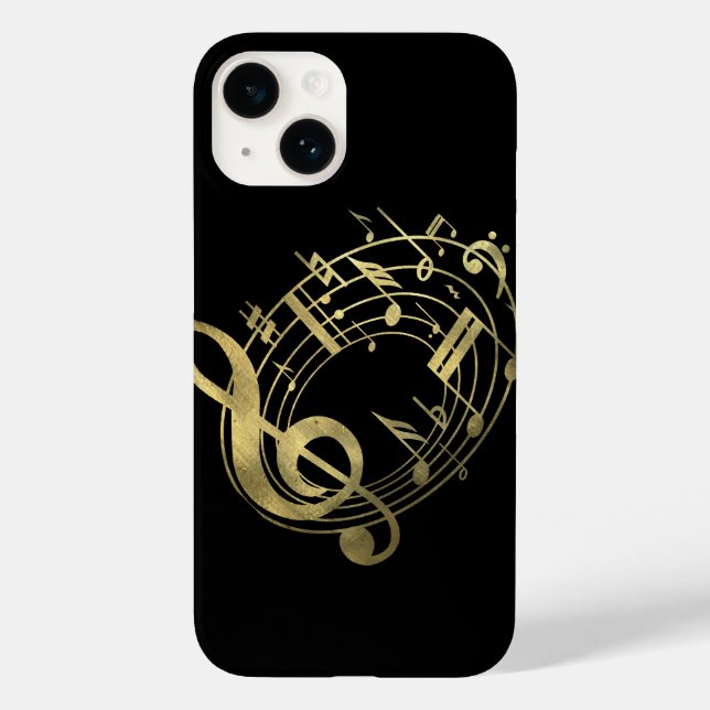 Golden musical notes in oval shape Case-Mate iPhone case (Back)