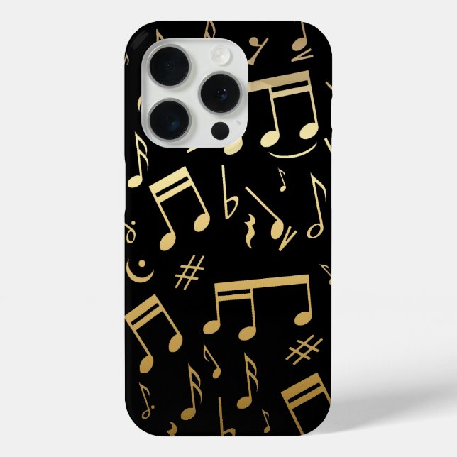Golden musical notes on Black background Case-Mate iPhone Case (Back)