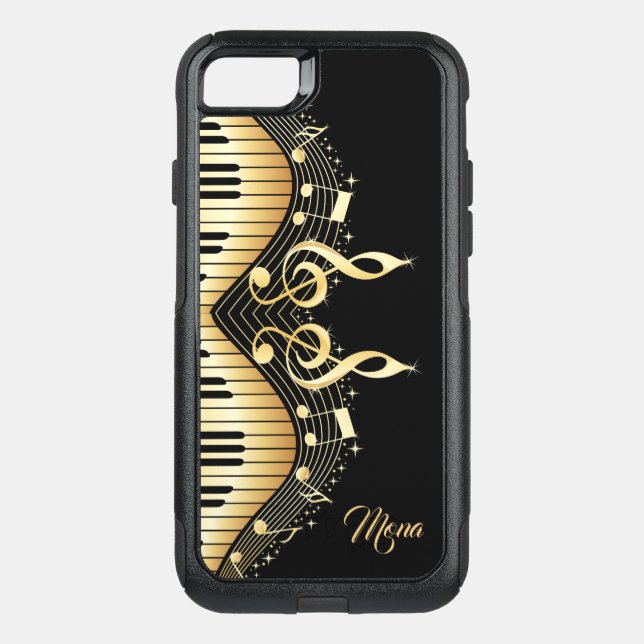 Golden Musical Notes Otterbox iPhone Case (Back)